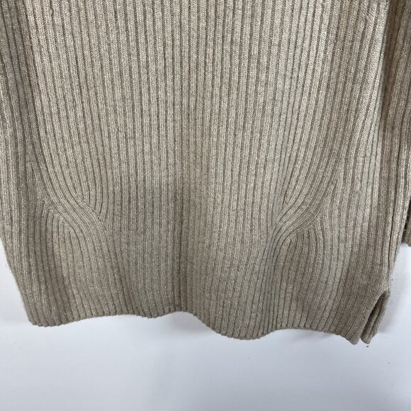 St. John‎ Metallic Rib knit sweater Women’s Size Large Wool Cashmere Tan Luxury - Picture 3 of 9